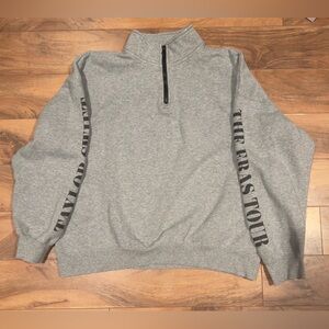 Taylor Swift Quarter Zip Sweatshirt The Eras Tour Official Merch Gray Size Large